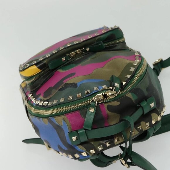 VALENTINO Studs Backpack Leather Camouflage - Picture 6 of 16